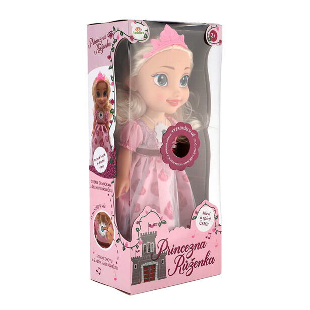 VYH 00850589 Bábika princezná Ruženka plast 35cm česky hovoriaca na batérie so zvukom v krabici 17x3