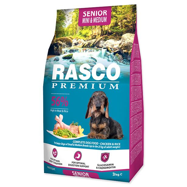Granule RASCO Premium Senior Mini & Medium kuře s rýží 3 kg