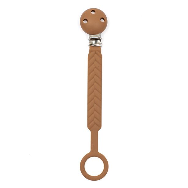 New Baby Silikónový klip na cumlík hnedý