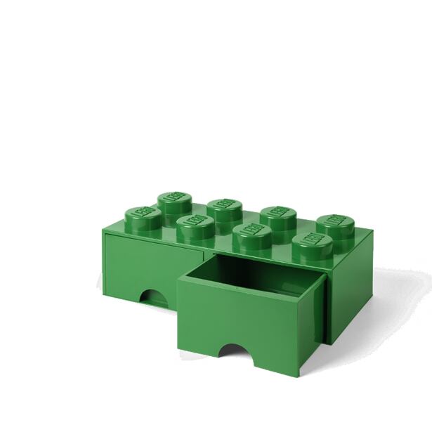 6040061734 LEGO úložný box 8 s šuplíky - tmavě zelená - poškozený obal