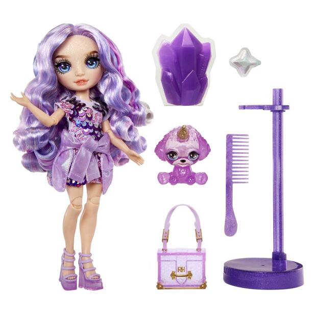 MGA Rainbow High Fashion panenka se zvířátkem - Violet Willow