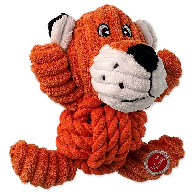 Hračka DOG FANTASY Safari tygr s uzlem pískací 18 cm