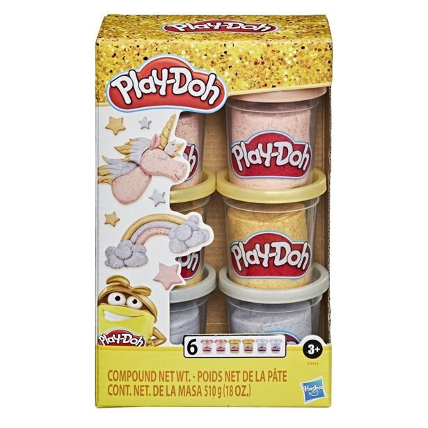 Play-Doh Sada 6 ks prémiové třpytivé modelíny