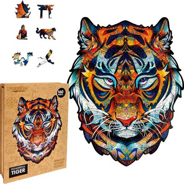 DREVENÉ FAREBNÉ PUZZLE - Mocný Tiger