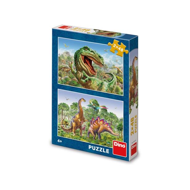 Dino SÚBOJ DINOSAUROV 2x48 Puzzle