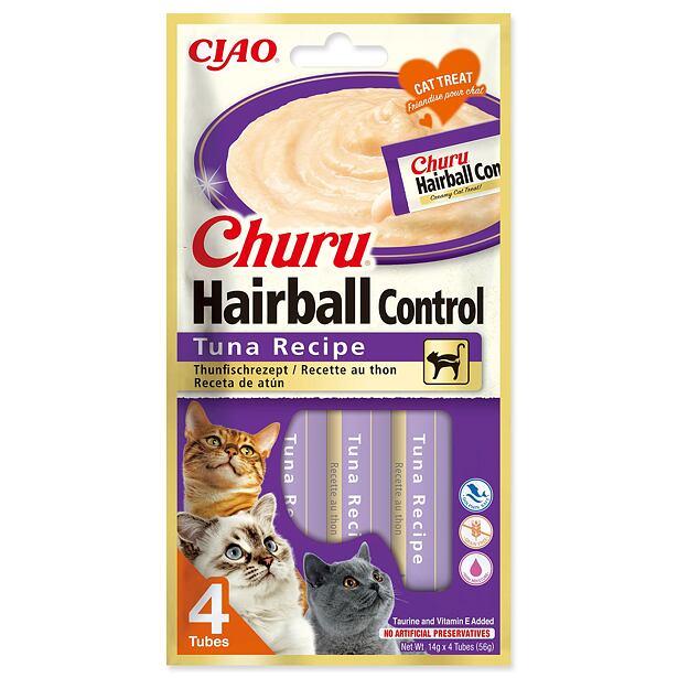 Pochoutka Churu Hairball tuňák 4x14g