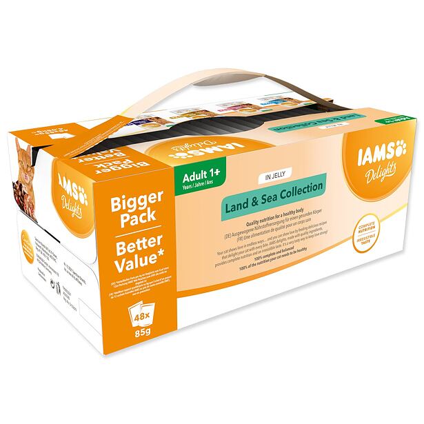 Kapsičky IAMS Delights mořské a suchozem. maso v želé multipack (48x85g) 4080 g