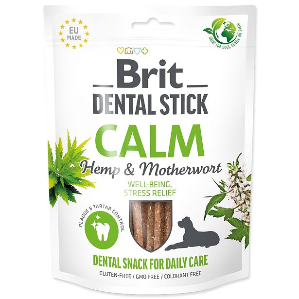 Pochoutka Brit Dental Stick Calm s Konopím a Srdečníkem 7ks