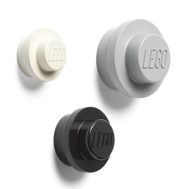 LEGO Věšák na zeď, 3 ks - bílá, černá, šedá