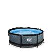 EXIT Frame Pool o244x76cm (12v Cartridge filter) – Stone Grey + Canopy