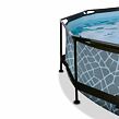 EXIT Frame Pool o244x76cm (12v Cartridge filter) – Stone Grey + Canopy