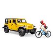 Bruder Jeep Wrangler RUBICON + figúrka cyklista